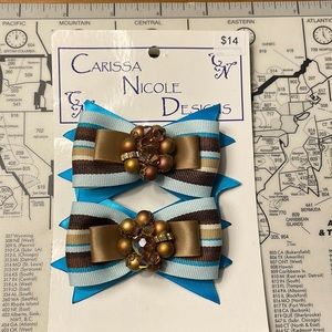 Vintage center satin and grosgrain shoe clips